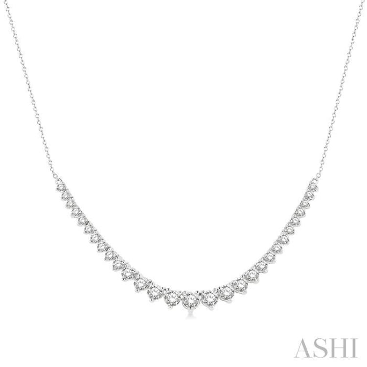 2 ctw Graduated Diamond Smile Necklace in 14K White Gold