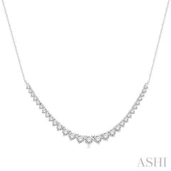 2 ctw Graduated Diamond Smile Necklace in 14K White Gold