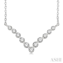 1/4 ctw Chevron Round Cut Diamond Necklace in 14K White Gold