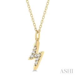 1/10 ctw Lightning Bolt Round Cut Diamond Petite Fashion Pendant With Chain in 14K Yellow Gold