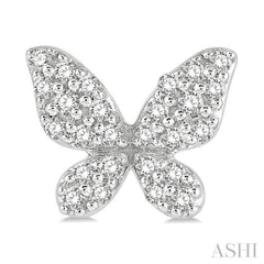 1/5 ctw Butterfly Motif Round Cut Diamond Petite Fashion Earring in 14K White Gold