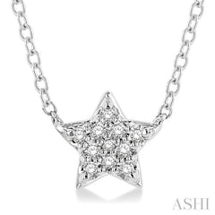 1/10 ctw Star Round Cut Diamond Petite Fashion Pendant With Chain in 14K White Gold