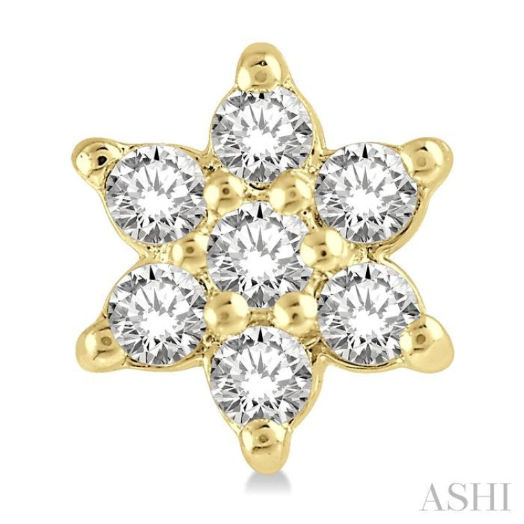 1/6 ctw Floral Round Cut Diamond Petite Fashion Earring in 14K Yellow Gold
