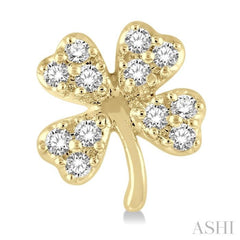 1/10 ctw Four-Leaf Clover Round Cut Diamond Petite Fashion Earring in 14K Yellow Gold