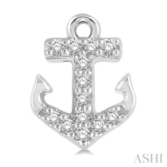 1/10 ctw Anchor Round Cut Diamond Petite Fashion Earring in 14K White Gold