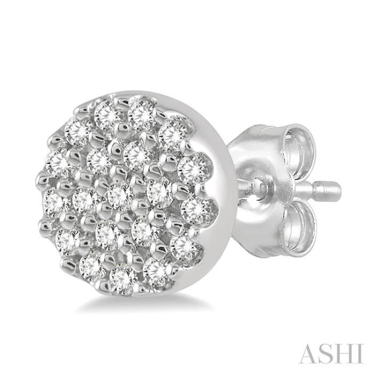 1/8 ctw Disc Shape Round Cut Diamond Petite Fashion Earring in 14K White Gold