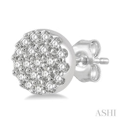 1/8 ctw Disc Shape Round Cut Diamond Petite Fashion Earring in 14K White Gold