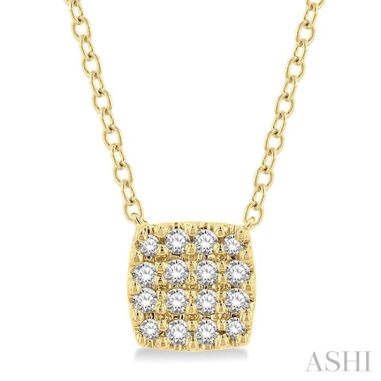 1/8 ctw Cushion Shape Round Cut Diamond Petite Fashion Pendant With Chain in 14K Yellow Gold