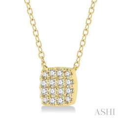 1/8 ctw Cushion Shape Round Cut Diamond Petite Fashion Pendant With Chain in 14K Yellow Gold
