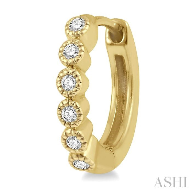 1/10 ctw Round Cut Diamond Huggie Petite Earrings in 14K Yellow Gold