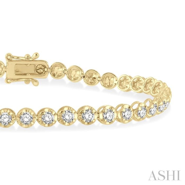 3 ctw Round Cut Diamond Illusion Tennis Bracelet in 14K Yellow Gold