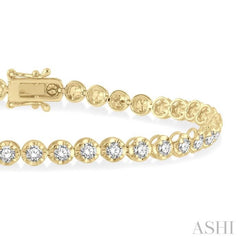 3 ctw Round Cut Diamond Illusion Tennis Bracelet in 14K Yellow Gold