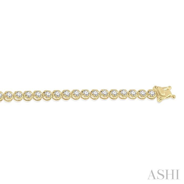 3 ctw Round Cut Diamond Illusion Tennis Bracelet in 14K Yellow Gold