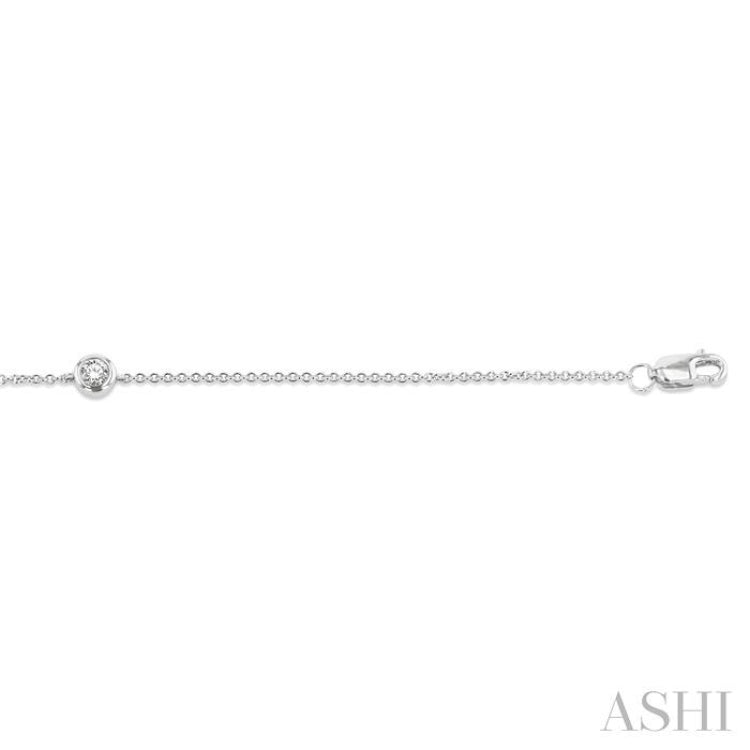 1/10 ctw Bezel Set Round Cut Diamond Petite Fashion Bracelet in 10K White Gold