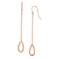 14K Gold Diamond Cut Open Oval Drop Earring