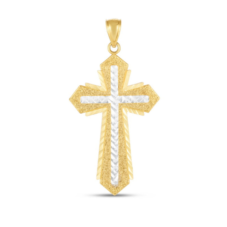 14K Two-tone Cross Pendant