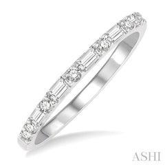 1/3 ctw Alternating Baguette and Round Cut Diamond Wedding Band in 14K White Gold
