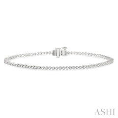 1 ctw Tri-Prong Round Cut Diamond Tennis Bracelet in 14K White Gold
