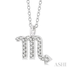 1/10 ctw Scorpio Round Cut Diamond Zodiac Pendant With Chain in 10K White Gold