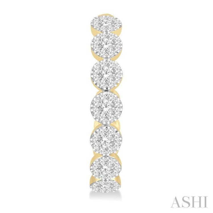 1 1/2 ctw Round Cut Lovebright Diamond Hoop Earrings in 14K Yellow and White Gold