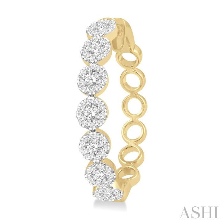 1 1/2 ctw Round Cut Lovebright Diamond Hoop Earrings in 14K Yellow and White Gold