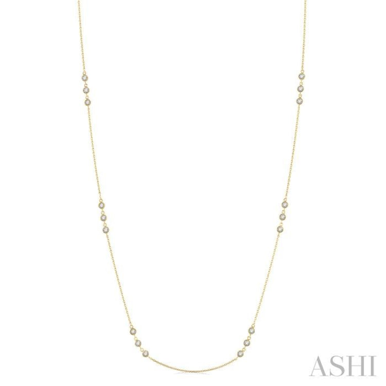 3/4 ctw Round Cut Diamond Station Necklace in 14K Yellow Gold