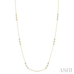 3/4 ctw Round Cut Diamond Station Necklace in 14K Yellow Gold