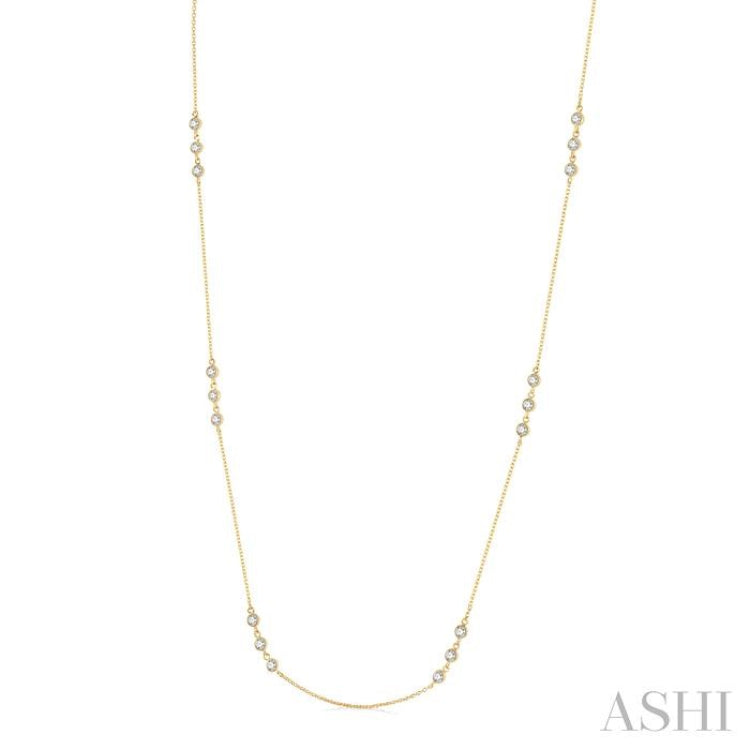 3/4 ctw Round Cut Diamond Station Necklace in 14K Yellow Gold