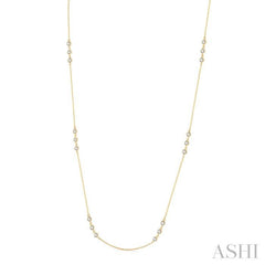 3/4 ctw Round Cut Diamond Station Necklace in 14K Yellow Gold