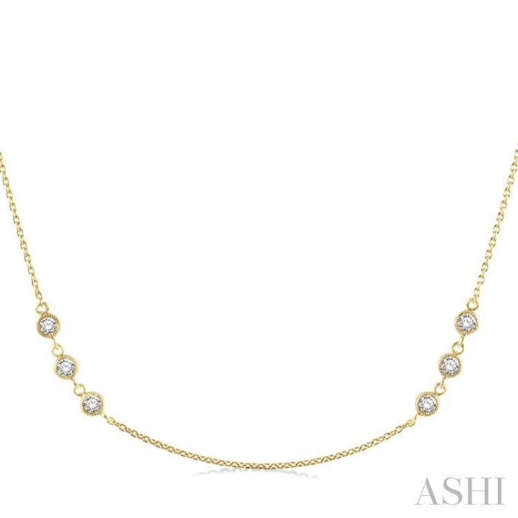 3/4 ctw Round Cut Diamond Station Necklace in 14K Yellow Gold