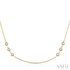 3/4 ctw Round Cut Diamond Station Necklace in 14K Yellow Gold