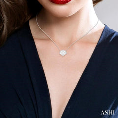 1/10 ctw Nautical Seashell Petite Round Cut Diamond Fashion Pendant With Chain in 10K White Gold