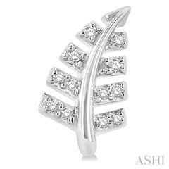 1/10 ctw Fern Leaf Petite Round Cut Diamond Fashion Stud Earring in 10K White Gold