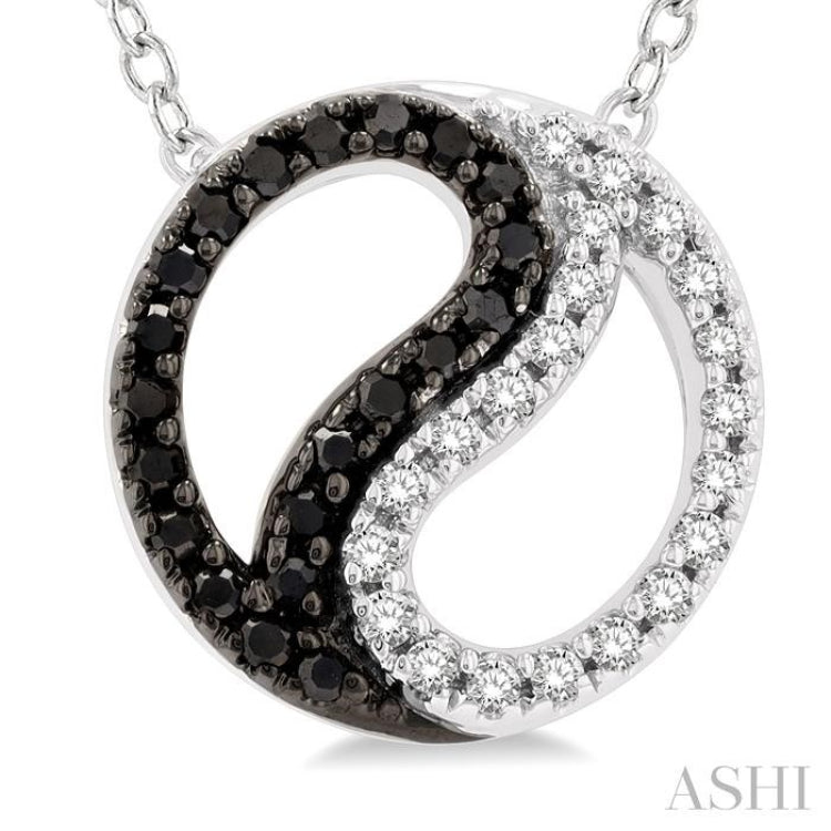1/6 ctw Tao Yin Yang Petite White & Black Round Cut Diamond Fashion Pendant With Chain in 10K White Gold