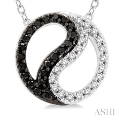 1/6 ctw Tao Yin Yang Petite White & Black Round Cut Diamond Fashion Pendant With Chain in 10K White Gold