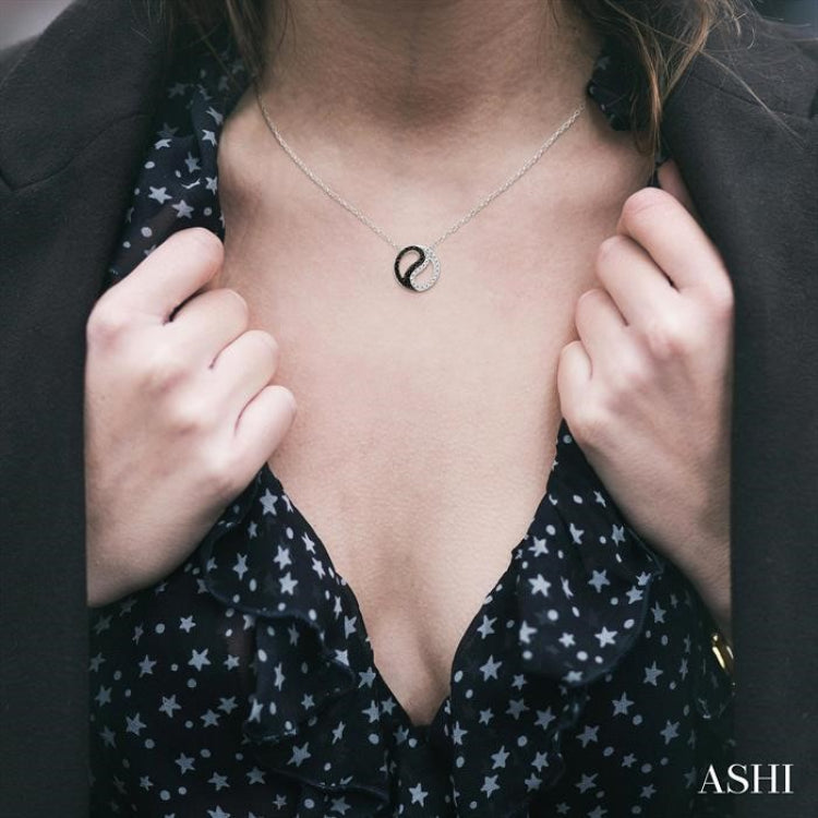 1/6 ctw Tao Yin Yang Petite White & Black Round Cut Diamond Fashion Pendant With Chain in 10K White Gold