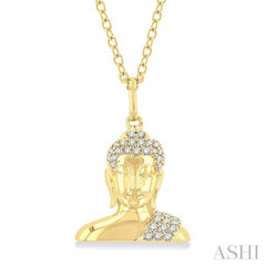 1/8 ctw Buddha Petite Round Cut Diamond Fashion Pendant With Chain in 10K Yellow Gold