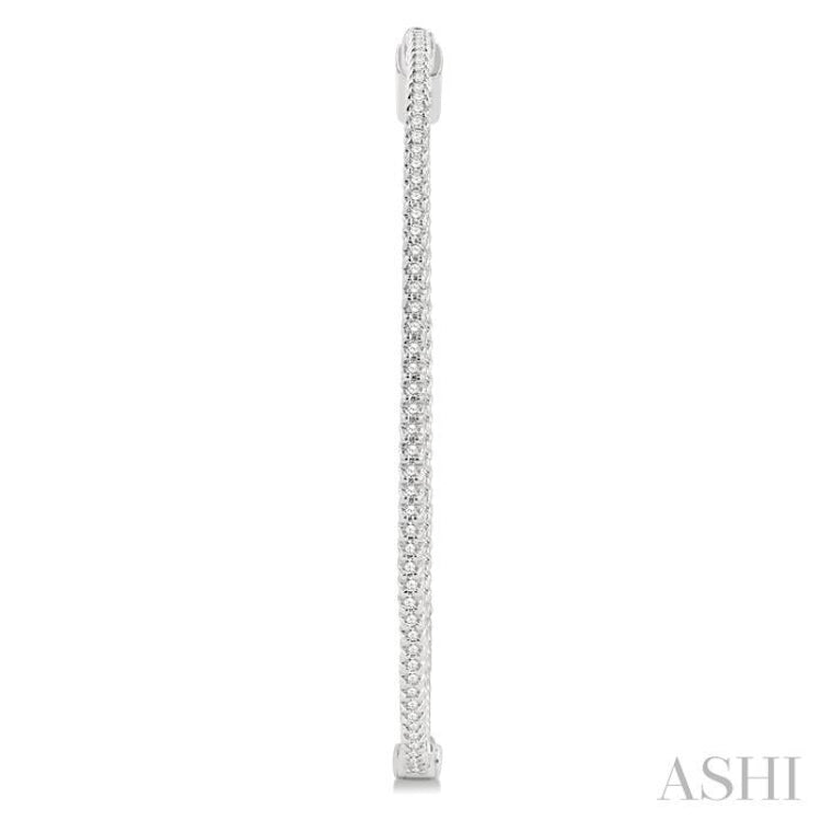 1 ctw Inside-Out Round Cut Diamond 1 3/4 Inch Hoop Earrings in 14K White Gold