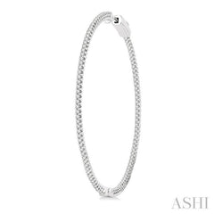 1 ctw Inside-Out Round Cut Diamond 1 3/4 Inch Hoop Earrings in 14K White Gold