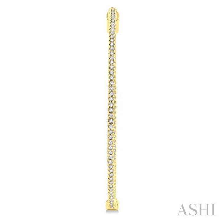 1 ctw Inside-Out Round Cut Diamond 1 3/4 Inch Hoop Earrings in 14K Yellow Gold