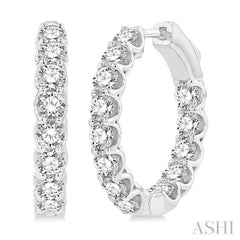 3 ctw Inside-Out Round Cut Diamond Hoop Earrings in 14K White Gold