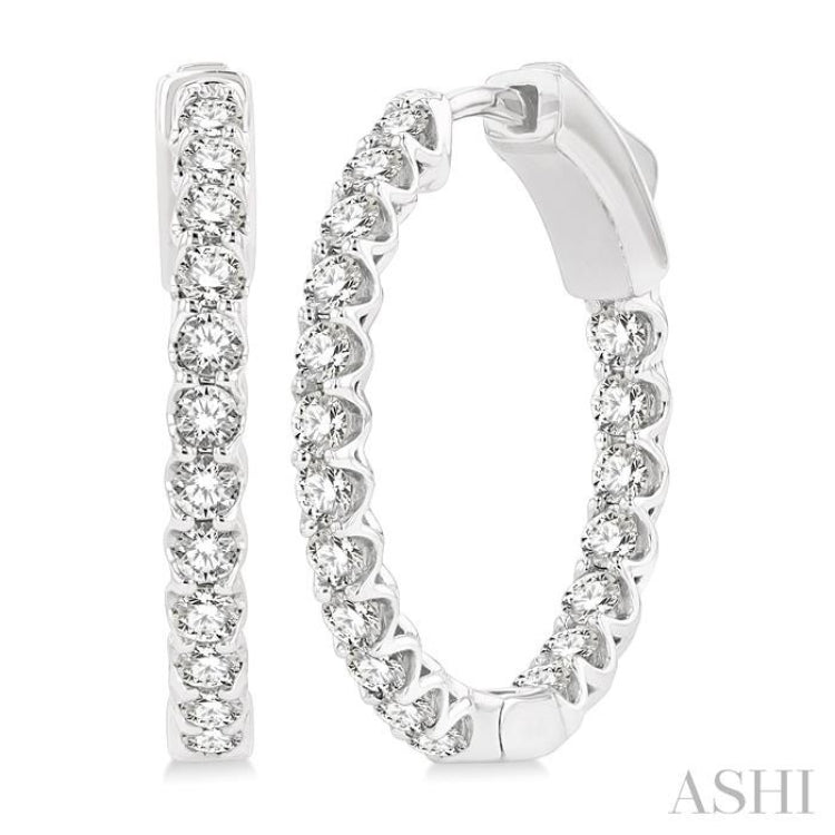 1 ctw Inside-Out Round Cut Diamond Hoop Earrings in 14K White Gold