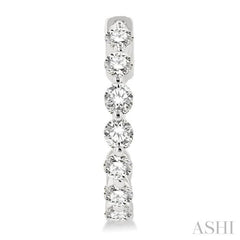 2 ctw Inside-Out Single Prong Set Round Cut Diamond Hoop Earrings in 14K White Gold