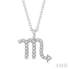 1/10 ctw Scorpio Round Cut Diamond Zodiac Pendant With Chain in 14K White Gold