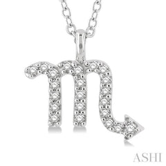 1/10 ctw Scorpio Round Cut Diamond Zodiac Pendant With Chain in 14K White Gold