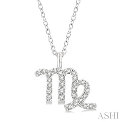 1/8 ctw Virgo Round Cut Diamond Zodiac Pendant With Chain in 14K White Gold