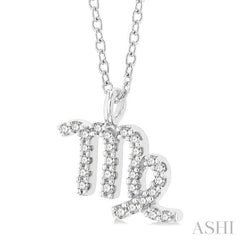 1/8 ctw Virgo Round Cut Diamond Zodiac Pendant With Chain in 14K White Gold