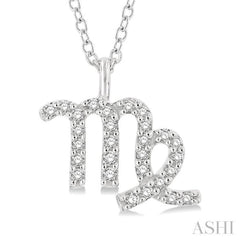 1/8 ctw Virgo Round Cut Diamond Zodiac Pendant With Chain in 14K White Gold