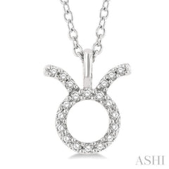 1/10 ctw Taurus Round Cut Diamond Zodiac Pendant With Chain in 14K White Gold