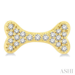 1/6 ctw Dog Bone Petite Round Cut Diamond Fashion Stud Earring in 10K Yellow Gold